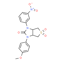 ChemSpider 2D Image | 1-(4-Methoxyphenyl)-3-(3-nitrophenyl)tetrahydro-1H-thieno[3,4-d]imidazol-2(3H)-one 5,5-dioxide | C18H17N3O6S