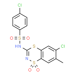 ChemSpider 2D Image | 4-Chloro-N-(6-chloro-7-methyl-1,1-dioxido-1,4,2-benzodithiazin-3-yl)benzenesulfonamide | C14H10Cl2N2O4S3