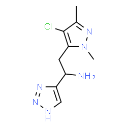 ChemSpider 2D Image | 2-(4-Chloro-1,3-dimethyl-1H-pyrazol-5-yl)-1-(1H-1,2,3-triazol-4-yl)ethanamine | C9H13ClN6