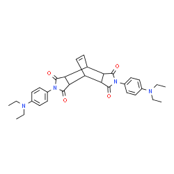 ChemSpider 2D Image | 4,10-Bis[4-(diethylamino)phenyl]-4,10-diazatetracyclo[5.5.2.0~2,6~.0~8,12~]tetradec-13-ene-3,5,9,11-tetrone | C32H36N4O4