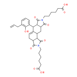 ChemSpider 2D Image | 6,6'-[6-(3-Allyl-2-hydroxyphenyl)-1,3,7,9-tetraoxo-1,3,3a,4,6,6a,7,9,9a,10,10a,10b-dodecahydroisoindolo[5,6-e]isoindole-2,8-diyl]dihexanoic acid | C35H42N2O9