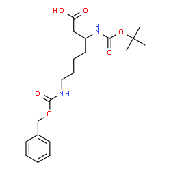ChemSpider 2D Image | 7-{[(Benzyloxy)carbonyl]amino}-3-({[(2-methyl-2-propanyl)oxy]carbonyl}amino)heptanoic acid | C20H30N2O6