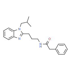 ChemSpider 2D Image | N-[3-(1-Isobutyl-1H-benzimidazol-2-yl)propyl]-2-phenylacetamide | C22H27N3O