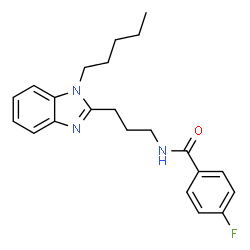 ChemSpider 2D Image | 4-Fluoro-N-[3-(1-pentyl-1H-benzimidazol-2-yl)propyl]benzamide | C22H26FN3O