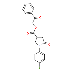 ChemSpider 2D Image | 2-Oxo-2-phenylethyl 1-(4-fluorophenyl)-5-oxo-3-pyrrolidinecarboxylate | C19H16FNO4