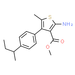 ChemSpider 2D Image | Methyl 2-amino-4-(4-sec-butylphenyl)-5-methyl-3-thiophenecarboxylate | C17H21NO2S