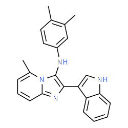 ChemSpider 2D Image | N-(3,4-Dimethylphenyl)-2-(1H-indol-3-yl)-5-methylimidazo[1,2-a]pyridin-3-amine | C24H22N4