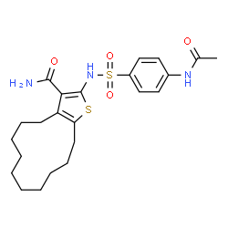 ChemSpider 2D Image | 2-{[(4-Acetamidophenyl)sulfonyl]amino}-4,5,6,7,8,9,10,11,12,13-decahydrocyclododeca[b]thiophene-3-carboxamide | C23H31N3O4S2