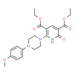 ChemSpider 2D Image | Diethyl 6-[4-(4-methoxyphenyl)-1-piperazinyl]-2-oxo-1,2-dihydro-3,5-pyridinedicarboxylate | C22H27N3O6