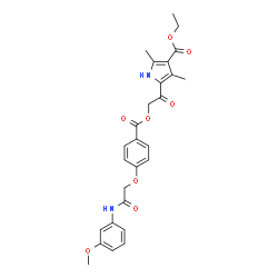 ChemSpider 2D Image | Ethyl 5-{[(4-{2-[(3-methoxyphenyl)amino]-2-oxoethoxy}benzoyl)oxy]acetyl}-2,4-dimethyl-1H-pyrrole-3-carboxylate | C27H28N2O8