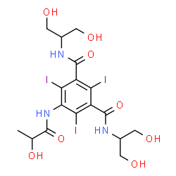 ChemSpider 2D Image | N,N'-Bis(1,3-dihydroxy-2-propanyl)-2,4,6-triiodo-5-(lactoylamino)isophthalamide | C17H22I3N3O8