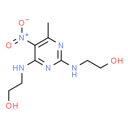 ChemSpider 2D Image | 2,2'-[(6-Methyl-5-nitro-2,4-pyrimidinediyl)diimino]diethanol | C9H15N5O4