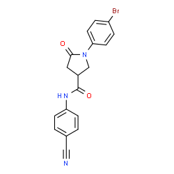ChemSpider 2D Image | 1-(4-Bromophenyl)-N-(4-cyanophenyl)-5-oxo-3-pyrrolidinecarboxamide | C18H14BrN3O2