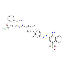 ChemSpider 2D Image | 3,3'-[(2,2'-Dimethyl-4,4'-biphenyldiyl)di(E)-2,1-diazenediyl]bis(4-amino-1-naphthalenesulfonic acid) | C34H28N6O6S2