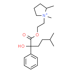 ChemSpider 2D Image | 1-{2-[(2-Hydroxy-5-methyl-2-phenylhexanoyl)oxy]ethyl}-1,2-dimethylpyrrolidinium | C21H34NO3