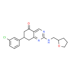 ChemSpider 2D Image | 7-(3-Chlorophenyl)-2-[(tetrahydro-2-furanylmethyl)amino]-7,8-dihydro-5(6H)-quinazolinone | C19H20ClN3O2