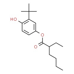 ChemSpider 2D Image | 4-Hydroxy-3-(2-methyl-2-propanyl)phenyl 2-ethylhexanoate | C18H28O3