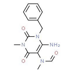 ChemSpider 2D Image | N-(6-Amino-1-benzyl-3-methyl-2,4-dioxo-1,2,3,4-tetrahydro-5-pyrimidinyl)-N-methylformamide | C14H16N4O3