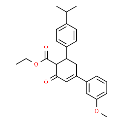 ChemSpider 2D Image | Ethyl 6-(4-isopropylphenyl)-4-(3-methoxyphenyl)-2-oxo-3-cyclohexene-1-carboxylate | C25H28O4