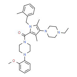 ChemSpider 2D Image | [4-(4-Ethyl-1-piperazinyl)-3,5-dimethyl-1-(2-methylbenzyl)-1H-pyrrol-2-yl][4-(2-methoxyphenyl)-1-piperazinyl]methanone | C32H43N5O2