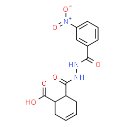 ChemSpider 2D Image | 6-[(2-{3-nitrobenzoyl}hydrazino)carbonyl]-3-cyclohexene-1-carboxylic acid | C15H15N3O6