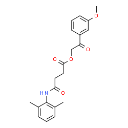 ChemSpider 2D Image | 2-(3-Methoxyphenyl)-2-oxoethyl 4-[(2,6-dimethylphenyl)amino]-4-oxobutanoate | C21H23NO5