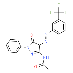 ChemSpider 2D Image | N-(5-Oxo-1-phenyl-4-{(E)-[3-(trifluoromethyl)phenyl]diazenyl}-4,5-dihydro-1H-pyrazol-3-yl)acetamide | C18H14F3N5O2