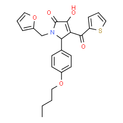 ChemSpider 2D Image | 5-(4-Butoxyphenyl)-1-(2-furylmethyl)-3-hydroxy-4-(2-thienylcarbonyl)-1,5-dihydro-2H-pyrrol-2-one | C24H23NO5S
