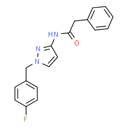 ChemSpider 2D Image | N-[1-(4-Fluorobenzyl)-1H-pyrazol-3-yl]-2-phenylacetamide | C18H16FN3O