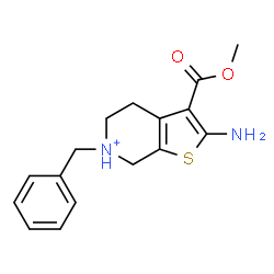 ChemSpider 2D Image | 2-Amino-6-benzyl-3-(methoxycarbonyl)-4,5,6,7-tetrahydrothieno[2,3-c]pyridin-6-ium | C16H19N2O2S