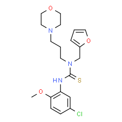 ChemSpider 2D Image | 3-(5-Chloro-2-methoxyphenyl)-1-(2-furylmethyl)-1-[3-(4-morpholinyl)propyl]thiourea | C20H26ClN3O3S
