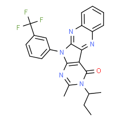 ChemSpider 2D Image | 3-sec-Butyl-2-methyl-11-[3-(trifluoromethyl)phenyl]-3,11-dihydro-4H-pyrimido[5',4':4,5]pyrrolo[2,3-b]quinoxalin-4-one | C24H20F3N5O