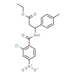 ChemSpider 2D Image | Ethyl 3-[(2-chloro-4-nitrobenzoyl)amino]-3-(4-methylphenyl)propanoate | C19H19ClN2O5