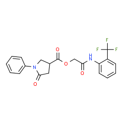 ChemSpider 2D Image | {[2-(TRIFLUOROMETHYL)PHENYL]CARBAMOYL}METHYL 5-OXO-1-PHENYLPYRROLIDINE-3-CARBOXYLATE | C20H17F3N2O4