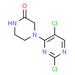 ChemSpider 2D Image | 4-(2,5-Dichloro-4-pyrimidinyl)-2-piperazinone | C8H8Cl2N4O