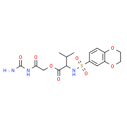 ChemSpider 2D Image | 2-(Carbamoylamino)-2-oxoethyl N-(2,3-dihydro-1,4-benzodioxin-6-ylsulfonyl)valinate | C16H21N3O8S
