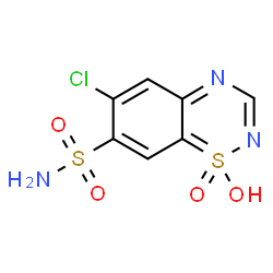 ChemSpider 2D Image | 6-Chloro-1-hydroxy-1lambda~4~,2,4-benzothiadiazine-7-sulfonamide 1-oxide | C7H6ClN3O4S2