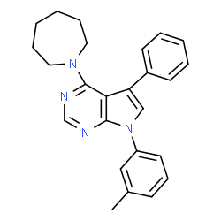 ChemSpider 2D Image | 4-(1-Azepanyl)-7-(3-methylphenyl)-5-phenyl-7H-pyrrolo[2,3-d]pyrimidine | C25H26N4