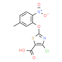 ChemSpider 2D Image | 4-Chloro-2-(5-methyl-2-nitrophenoxy)-1,3-thiazole-5-carboxylic acid | C11H7ClN2O5S