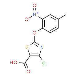 ChemSpider 2D Image | 4-Chloro-2-(4-methyl-2-nitrophenoxy)-1,3-thiazole-5-carboxylic acid | C11H7ClN2O5S