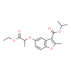 ChemSpider 2D Image | Isopropyl 5-[(1-ethoxy-1-oxo-2-propanyl)oxy]-2-methyl-1-benzofuran-3-carboxylate | C18H22O6