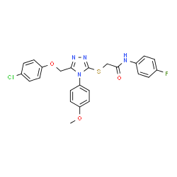 ChemSpider 2D Image | 2-({5-[(4-Chlorophenoxy)methyl]-4-(4-methoxyphenyl)-4H-1,2,4-triazol-3-yl}sulfanyl)-N-(4-fluorophenyl)acetamide | C24H20ClFN4O3S