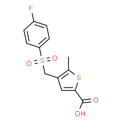 ChemSpider 2D Image | 4-{[(4-Fluorophenyl)sulfonyl]methyl}-5-methyl-2-thiophenecarboxylic acid | C13H11FO4S2