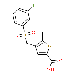ChemSpider 2D Image | 4-{[(3-Fluorophenyl)sulfonyl]methyl}-5-methyl-2-thiophenecarboxylic acid | C13H11FO4S2