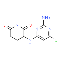 ChemSpider 2D Image | 3-[(2-Amino-6-chloro-4-pyrimidinyl)amino]-2,6-piperidinedione | C9H10ClN5O2