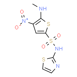 ChemSpider 2D Image | 5-(Methylamino)-4-nitro-N-(1,3-thiazol-2-yl)-2-thiophenesulfonamide | C8H8N4O4S3