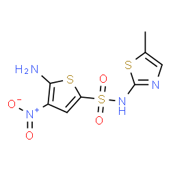 ChemSpider 2D Image | 5-Amino-N-(5-methyl-1,3-thiazol-2-yl)-4-nitro-2-thiophenesulfonamide | C8H8N4O4S3