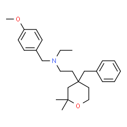 ChemSpider 2D Image | 2-(4-Benzyl-2,2-dimethyltetrahydro-2H-pyran-4-yl)-N-ethyl-N-(4-methoxybenzyl)ethanamine | C26H37NO2