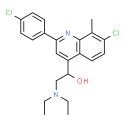ChemSpider 2D Image | 1-[7-Chloro-2-(4-chlorophenyl)-8-methyl-4-quinolinyl]-2-(diethylamino)ethanol | C22H24Cl2N2O