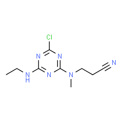 ChemSpider 2D Image | 3-{[4-Chloro-6-(ethylamino)-1,3,5-triazin-2-yl](methyl)amino}propanenitrile | C9H13ClN6